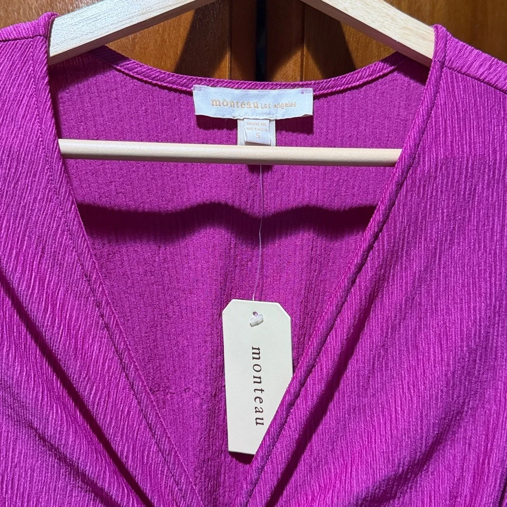 Monteau Vibrant Fuchsia Long Sleeve Dress